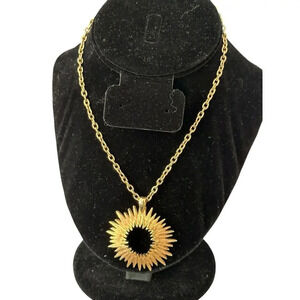 Sarah Coventry Outer Goldtone Sunburst Charm Necklace